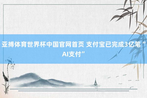 亚搏体育世界杯中国官网首页 支付宝已完成3亿笔“AI支付”