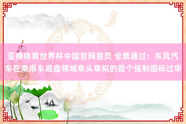 亚搏体育世界杯中国官网首页 全票通过：东风汽车在乘用车底盘领域牵头草拟的首个强制国标过审