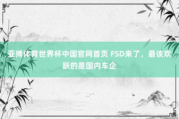 亚搏体育世界杯中国官网首页 FSD来了，最该欢跃的是国内车企