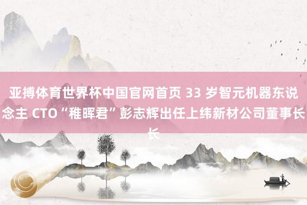 亚搏体育世界杯中国官网首页 33 岁智元机器东说念主 CTO“稚晖君”彭志辉出任上纬新材公司董事长