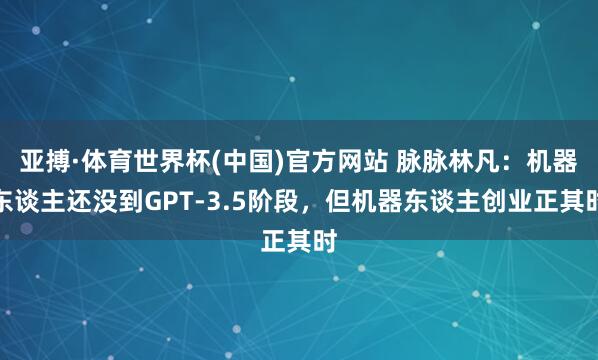 亚搏·体育世界杯(中国)官方网站 脉脉林凡：机器东谈主还没到GPT-3.5阶段，但机器东谈主创业正其时