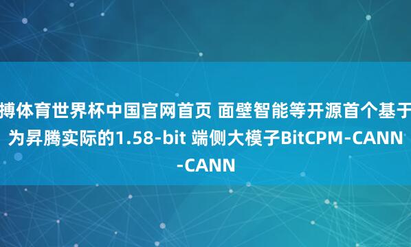 亚搏体育世界杯中国官网首页 面壁智能等开源首个基于华为昇腾实际的1.58-bit 端侧大模子BitCPM-CANN