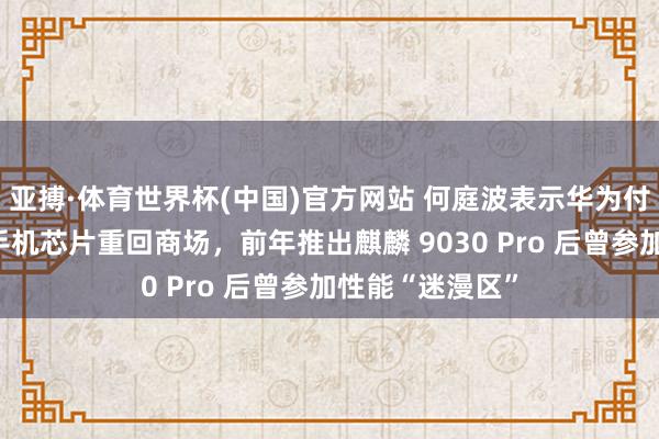 亚搏·体育世界杯(中国)官方网站 何庭波表示华为付出庞大奋力使手机芯片重回商场，前年推出麒麟 9030 Pro 后曾参加性能“迷漫区”