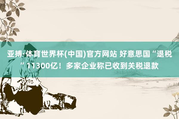 亚搏·体育世界杯(中国)官方网站 好意思国“退税”11300亿！多家企业称已收到关税退款