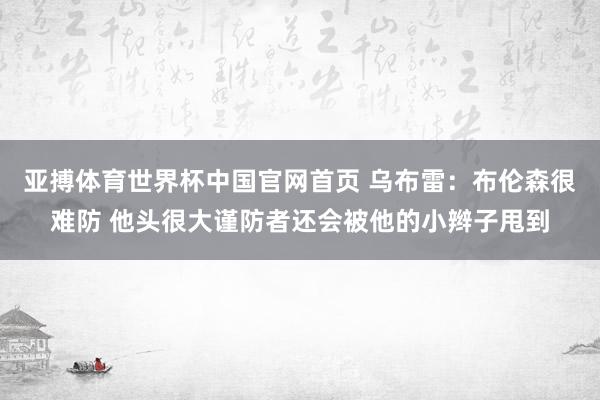 亚搏体育世界杯中国官网首页 乌布雷：布伦森很难防 他头很大谨防者还会被他的小辫子甩到