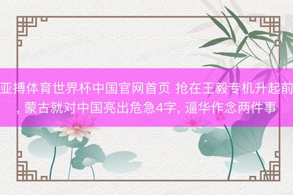 亚搏体育世界杯中国官网首页 抢在王毅专机升起前, 蒙古就对中国亮出危急4字, 逼华作念两件事