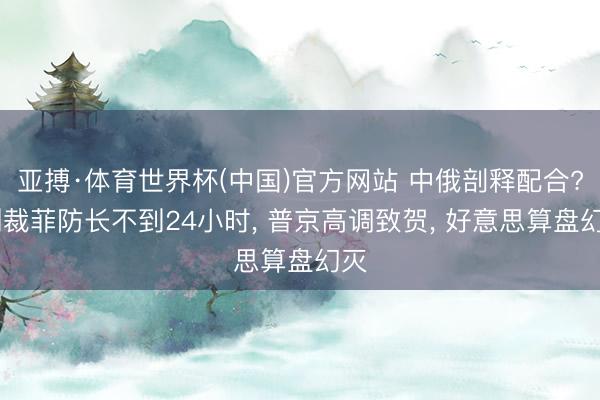 亚搏·体育世界杯(中国)官方网站 中俄剖释配合? 制裁菲防长不到24小时, 普京高调致贺, 好意思算盘幻灭
