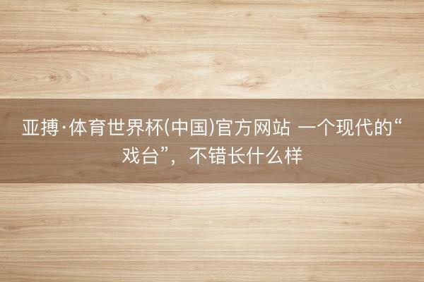 亚搏·体育世界杯(中国)官方网站 一个现代的“戏台”，不错长什么样