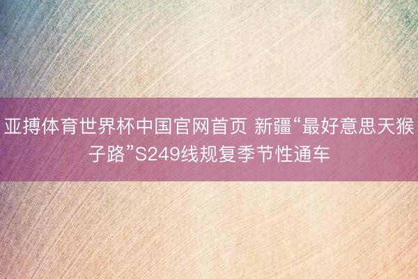 亚搏体育世界杯中国官网首页 新疆“最好意思天猴子路”S249线规复季节性通车
