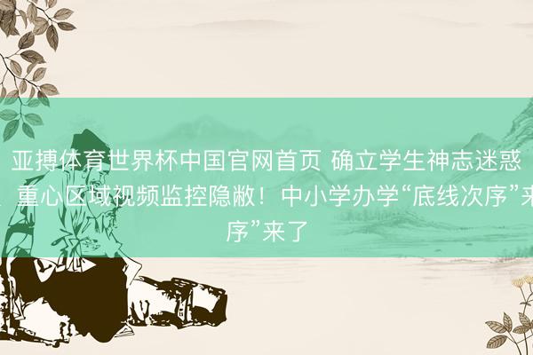 亚搏体育世界杯中国官网首页 确立学生神志迷惑室、重心区域视频监控隐敝！中小学办学“底线次序”来了