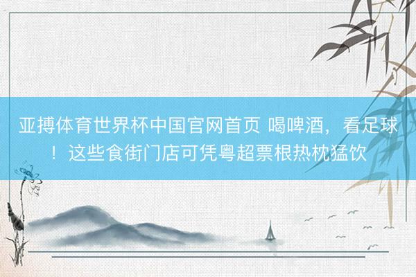 亚搏体育世界杯中国官网首页 喝啤酒，看足球！这些食街门店可凭粤超票根热枕猛饮